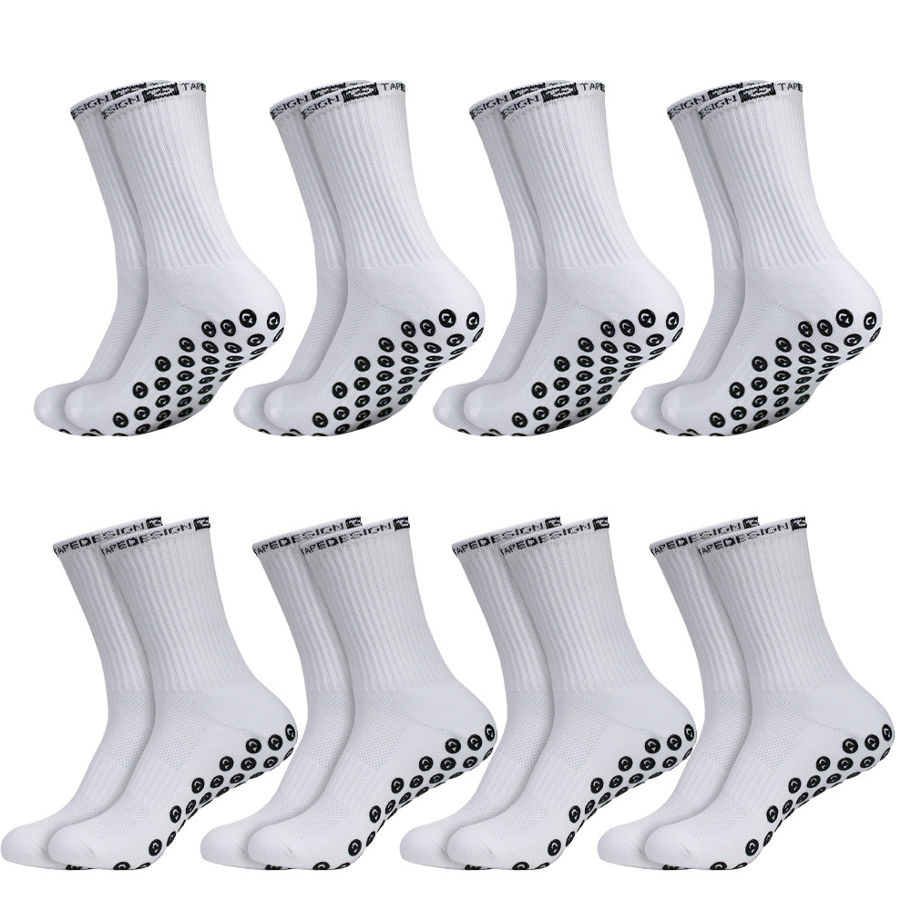 Badminton Grip - 滑り止め付きのサッカーソックス8足セット。男性用、女性用。サッカー、バスケットボール、テニス、サイクリング、ヨガなど、様々なスポーツに適したグリップ力のあるソックス。