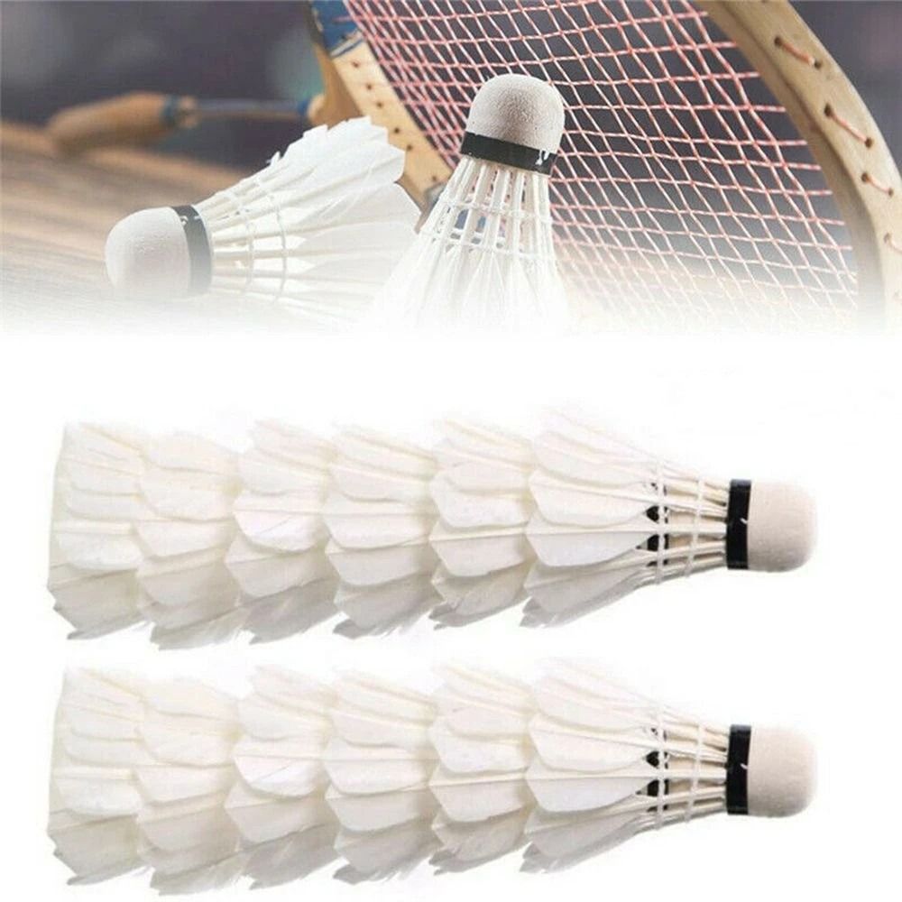 Feather Shuttlecock - 新しい白いガチョウの羽バドミントンシャトルコック耐久性のあるプロのバドミントンボールスポーツアクセサリーバドミントントレーナー家庭用