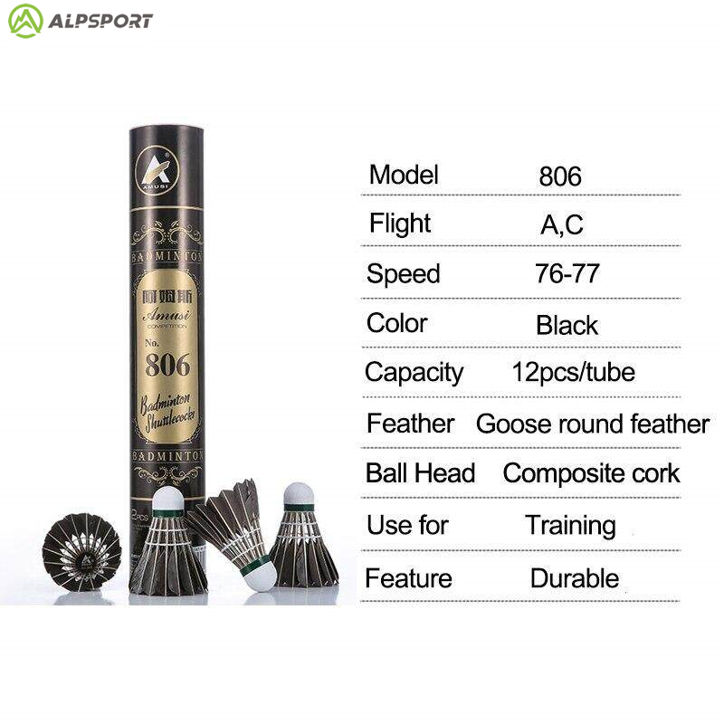 ALP 806 バドミントン羽根 12 個ブラックグースフェ - Feather Shuttlecock のレビューと価格