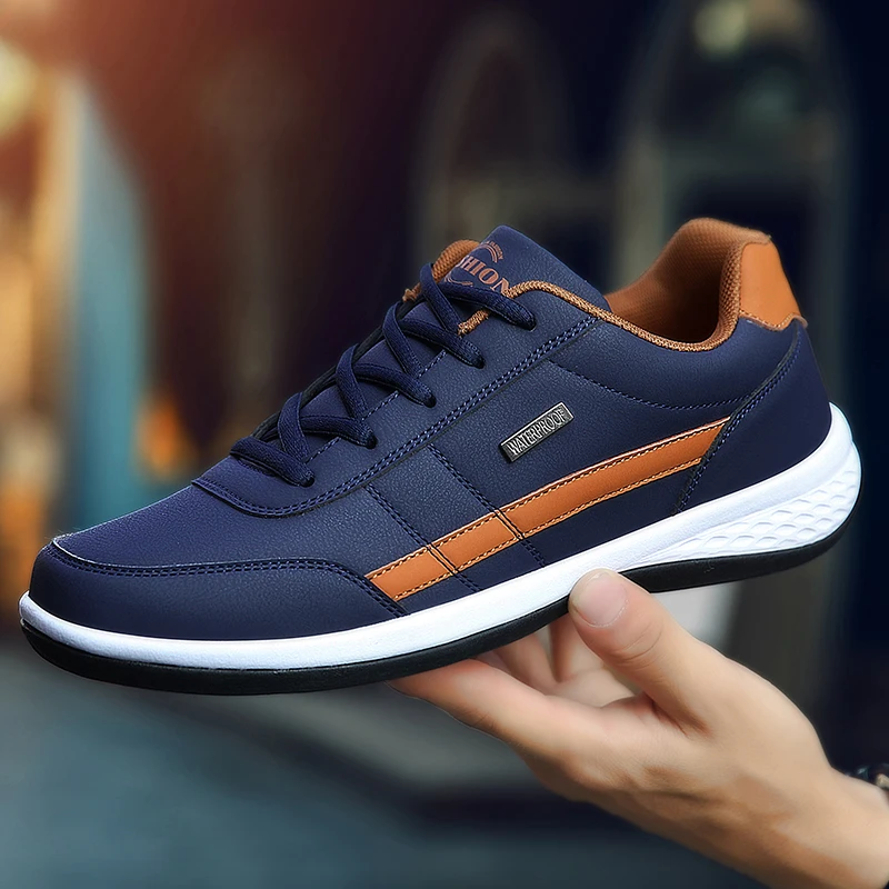 レザーPUメンズシューズスニーカートレンドカジュアルシューズ - Badminton Shoes Men のレビューと価格