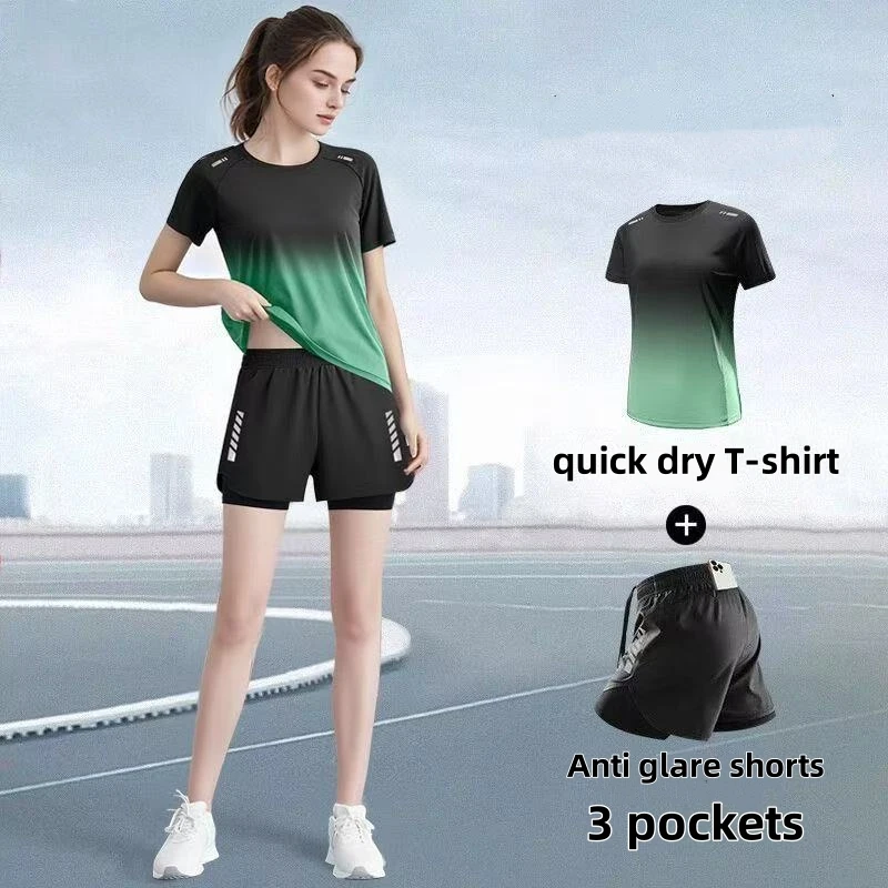 レディーススポーツウェアセット、ランニングショーツ、Tシャツ - Badminton Jersey のレビューと価格