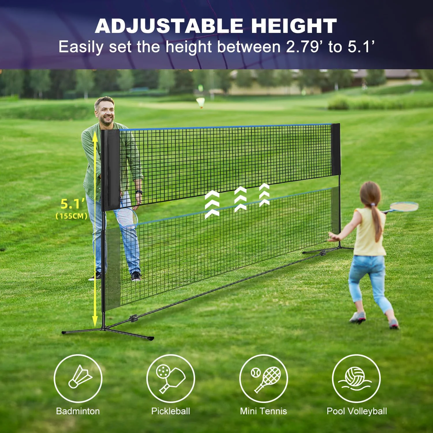高さ10フィートの多目的スポーツネット。ピクルボール、テニス - Badminton Net のレビューと価格