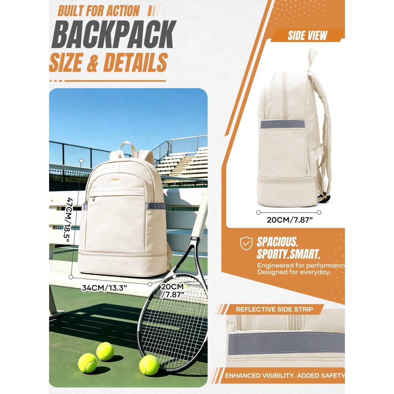 カジュアルな女性用バックパック、ミニマリストなピークスポーツ - Badminton Bag のレビューと価格