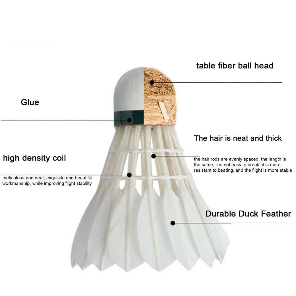 3/6/12 個新しい白バドミントン羽根耐久性のある安定した - Feather Shuttlecock のレビューと価格
