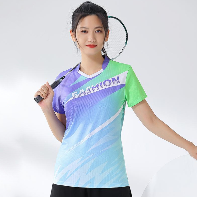 女性用バドミントンプリントTシャツ,ゴルフウェア,速乾性,女 - Badminton Jersey のレビューと価格